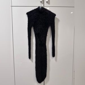 Fuzzy black long sleeved sweater dress NWOT